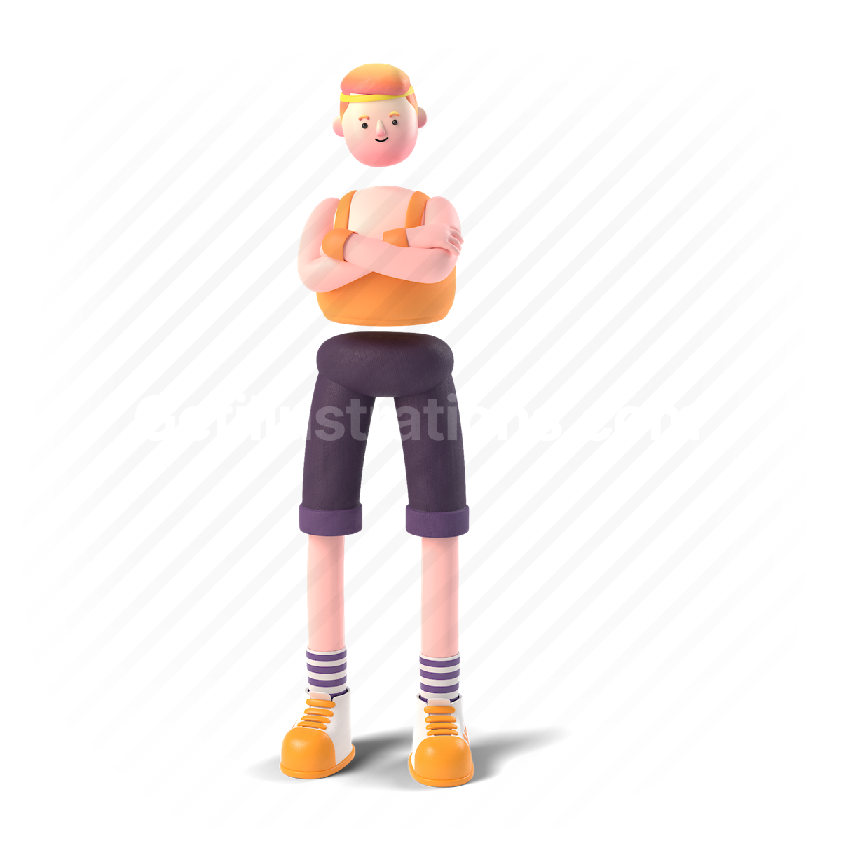 3d, people, person, character, man, athlete, athletic, stand, arms crossed
